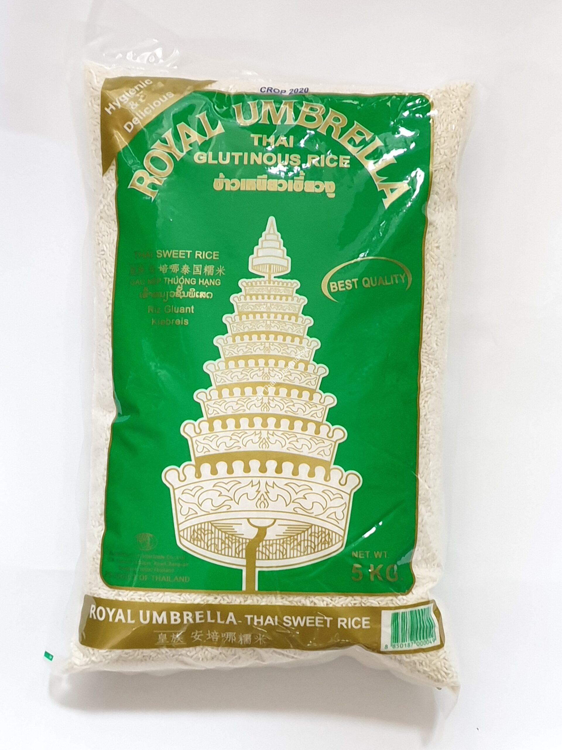 Sticky Rice Royal Royal umbrella - Thai glutinous rice(Sticky rice) 5kg ข้าวเหนียวตราฉัตร ...
